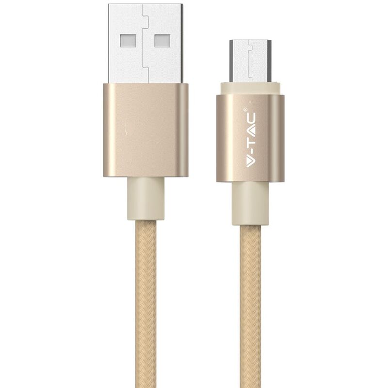 VT8490 1M Micro Usb Platinum Series Braided Cable With Nylon Fabric Gold - V-tac