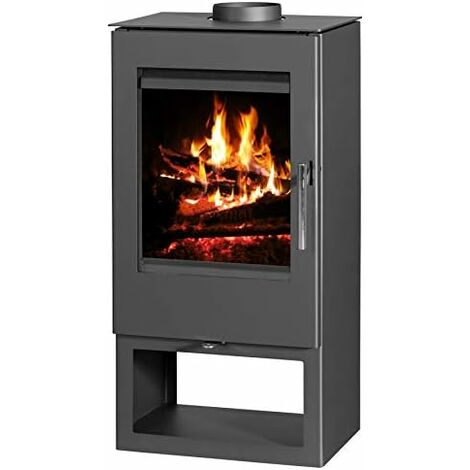 V05 – Poêle à bois 7 kW – Corps fonte gris – Bûches jusqu'à 38 cm – Rendement 83% – Évacuation fumées Ø 150 mm