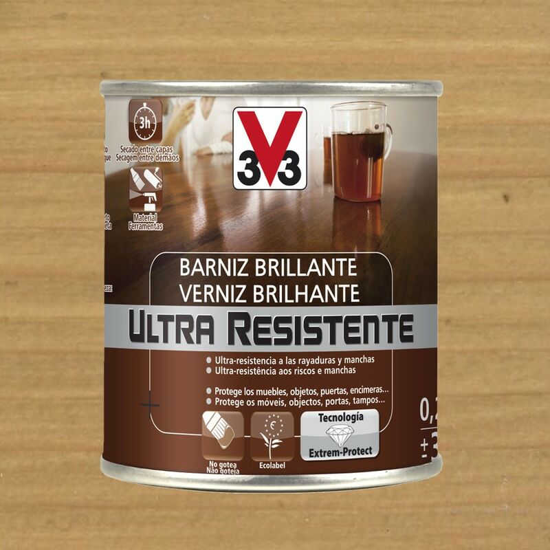 

056768 - Barniz interior Ultra Resistente color roble claro acabado brillante 250 ml - V33