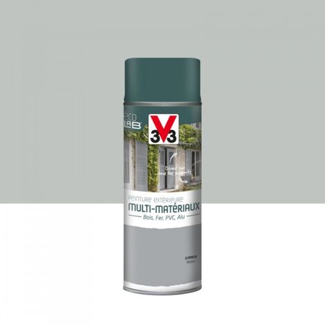 V33 – Bombe de peinture aérosol extérieure multi-supports 0,4 L – Finition métallisée – Résistante aux chocs et intempéries – Application directe sur bois, fer, PVC, aluminium