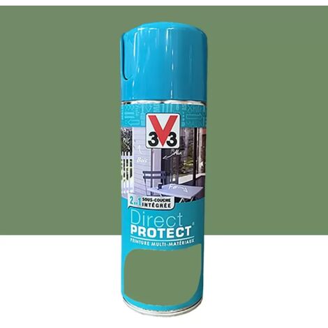V33 – Bombe de peinture aérosol glycéro multi-matériaux 0,4 L – Couleur vetiver – Résistante aux chocs et intempéries – Durabilité 7 ans