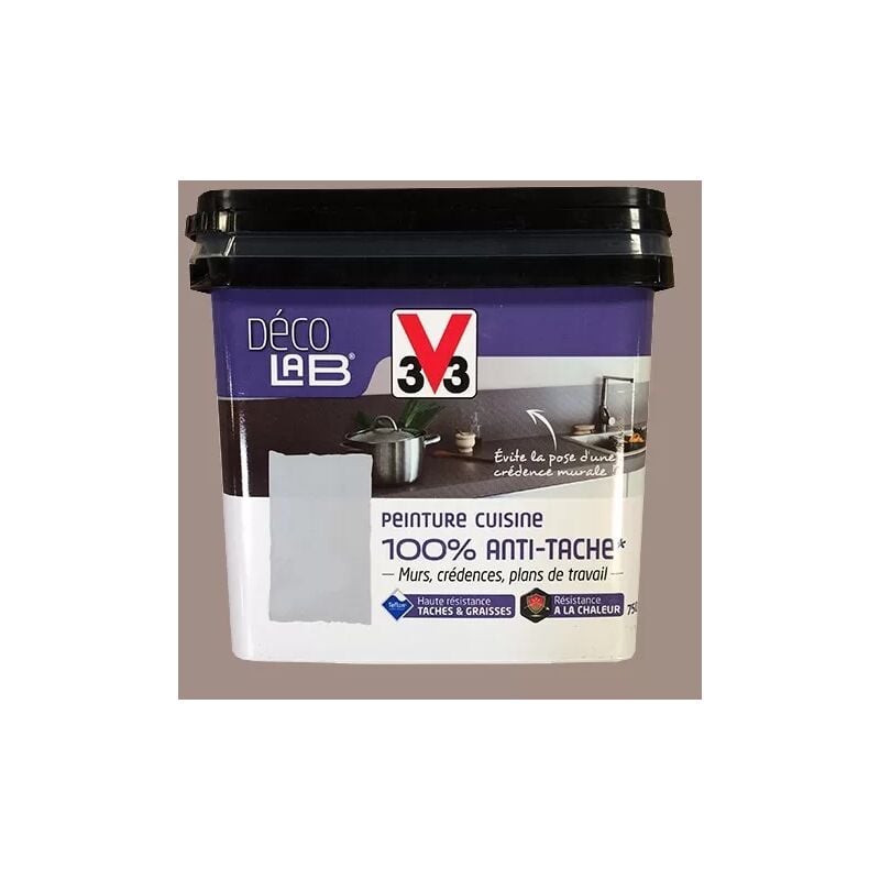 Déco lab Peinture Cuisine 100% Anti-Tâche Humus 0,75 l - V33