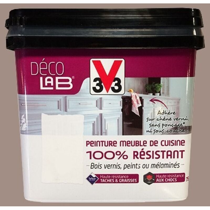 V33 - Déco lab Peinture Meuble de cuisine 100% Résistant Humus 0,75 l