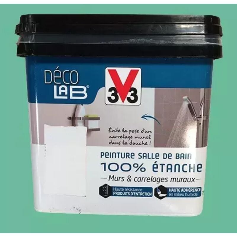 Déco lab Peinture Salle de bain 100% Etanche Menthe verte 0,75 l - V33