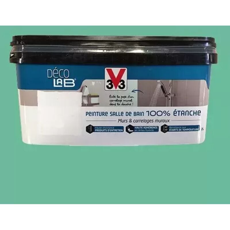 Déco lab Peinture Salle de bain 100% Etanche Menthe verte 2 l - V33