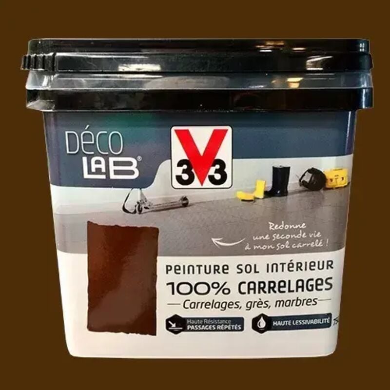 V33 - Déco lab Peinture Sol Intérieur 100% Carrelages Rouille 0,75 l
