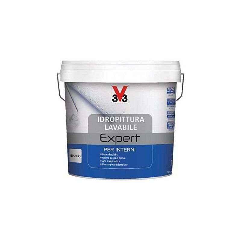 V33 Idropittura Lavabile Expert per Interno Pittura Universale Coprente Bianca