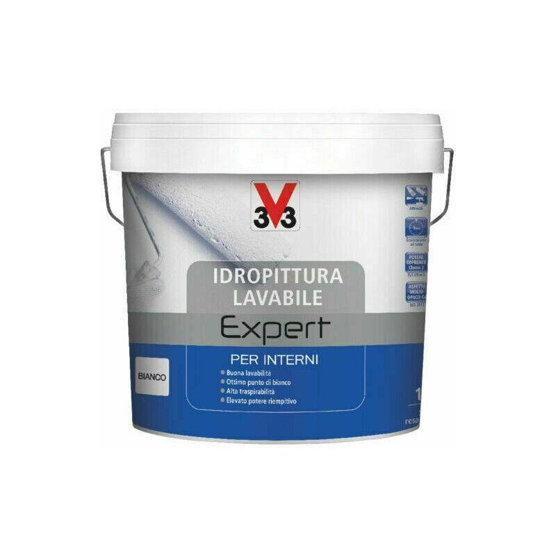 V33 Idropittura Lavabile Expert per Interno Pittura Universale Coprente Bianca