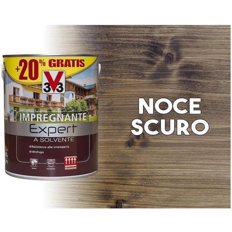 Imprégnant protecteur à base de solvant pour bois Expert noyer foncé 3 litres