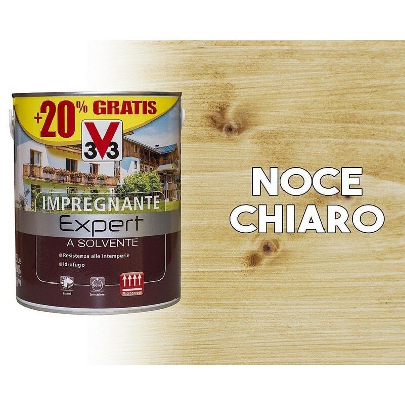 V33 - Imprégnant protecteur à base de solvant pour bois Expert noyer clair 3 litres