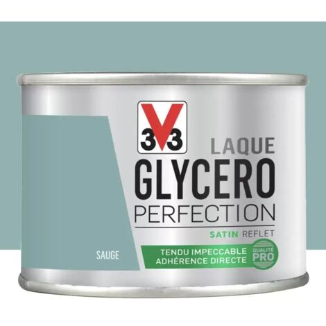 V33 – Laque glycéro satin sauge 0,125 L – Peinture anti humidité pour bois et métal – Haute adhérence pour usage intensif