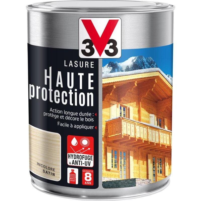 V33 - Lasure haute protection Solvantée Incolore Satin 1L