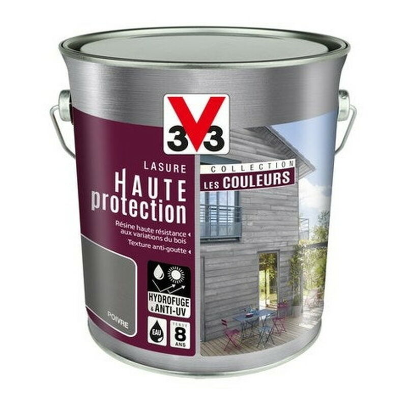 V33 Lasure Haute protection les couleurs 8 ans poivre satiné 2.5 l