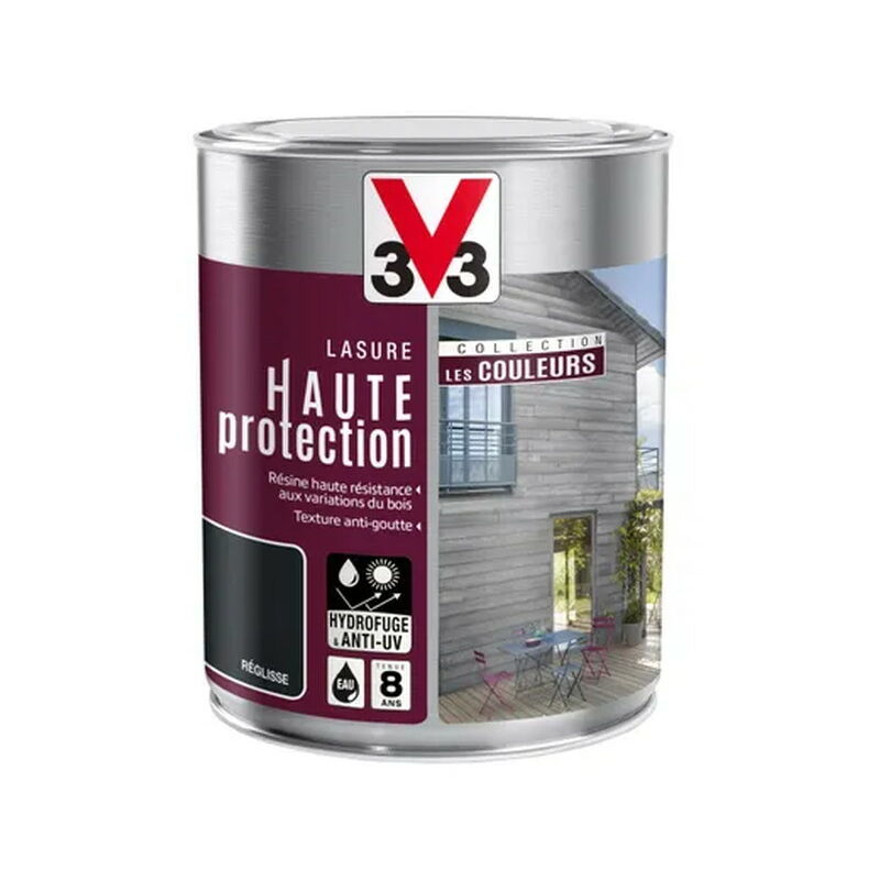 V33 Lasure haute protection les couleurs 8 ans réglisse satiné 1 l - V33