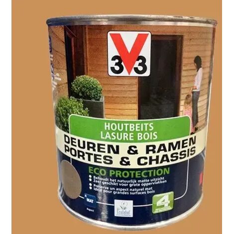 V33 Lasure Portes et chassis 4 ans Eco Protection Chêne Moyen 0,75 L