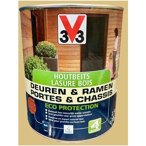 V33 Lasure Portes et chassis 4 ans Eco Protection Naturel 2,5 L