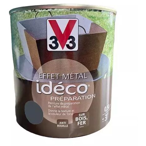 V33 – Peinture effet métal zinc noirci 0,5 L – Finition décorative pour bois et fer – Texture vieillie – Usage intérieur et extérieur
