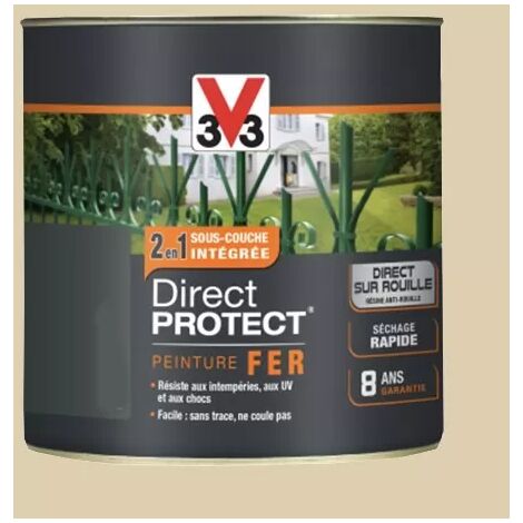 V33 – Peinture antirouille pour métal 0,5 L – Finition satinée RAL 1015 – Résistance aux intempéries et aux chocs – Garantie 8 ans