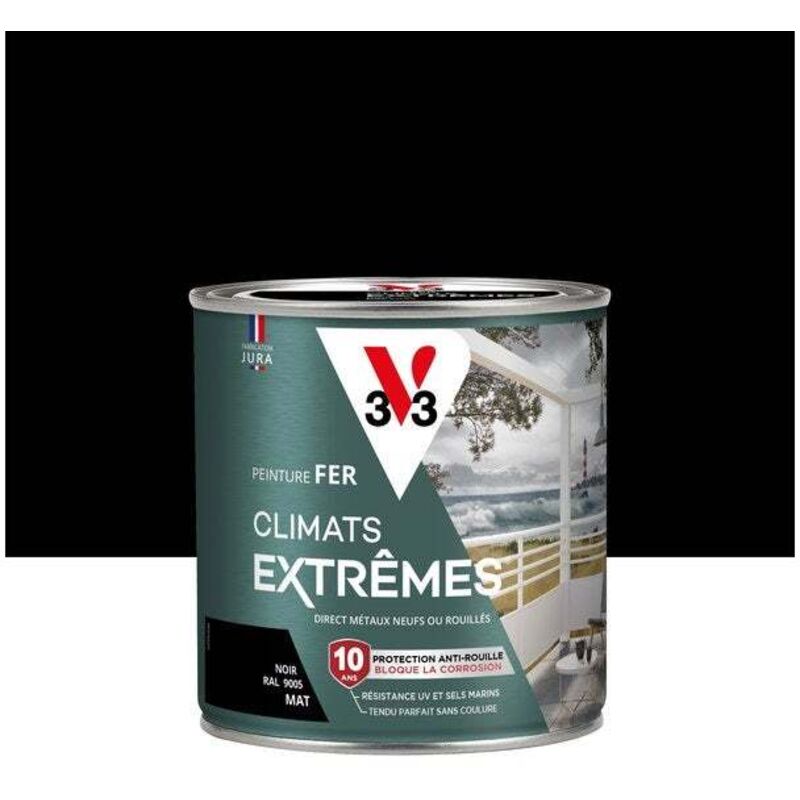 V33 - Peinture fer extérieur Climats extrêmes® noir mat 0.5 l