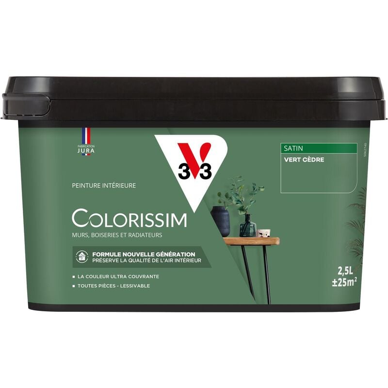 Peinture murale intérieure Colorissim® V33 Vert cèdre Satin 2,5L