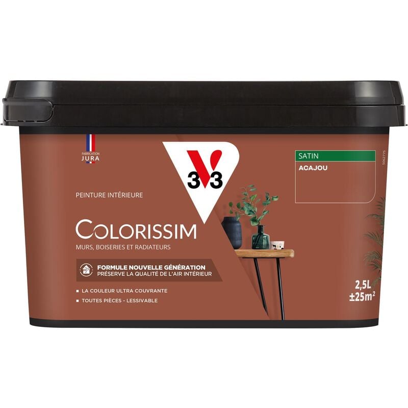 Peinture murale intérieure Colorissim® V33 Acajou Satin 2,5L