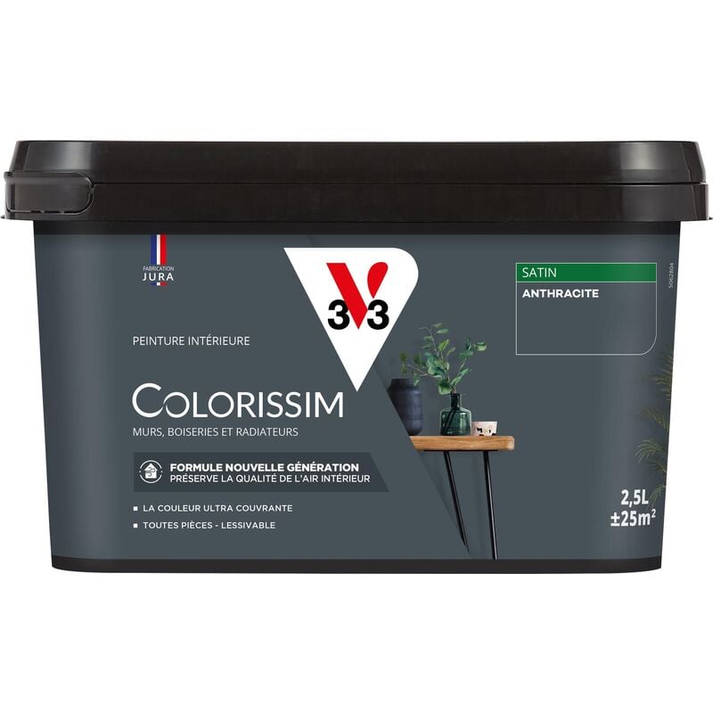 Peinture murale intérieure Colorissim® V33 Anthracite Satin 2,5L