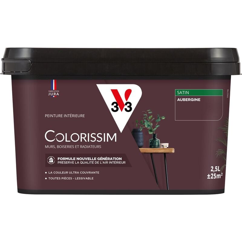 Peinture murale intérieure Colorissim® V33 Aubergine Satin 2,5L