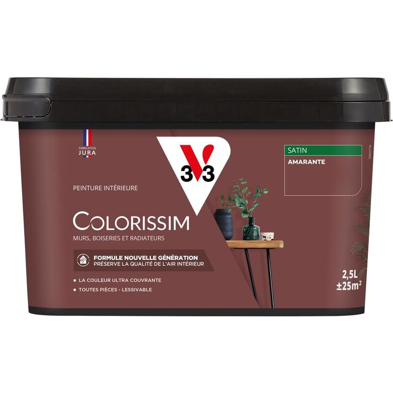 Peinture murale intérieure Colorissim® V33 Amarante Satin 2,5L