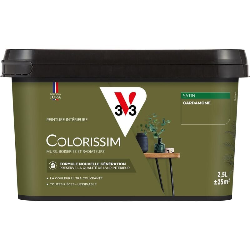 Peinture murale intérieure Colorissim® V33 Cardamome Satin 2,5L