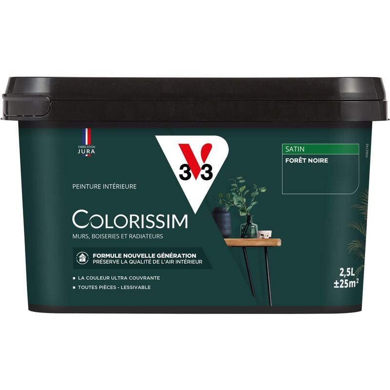 Peinture murale intérieure Colorissim® V33 Forêt noire Satin 2,5L