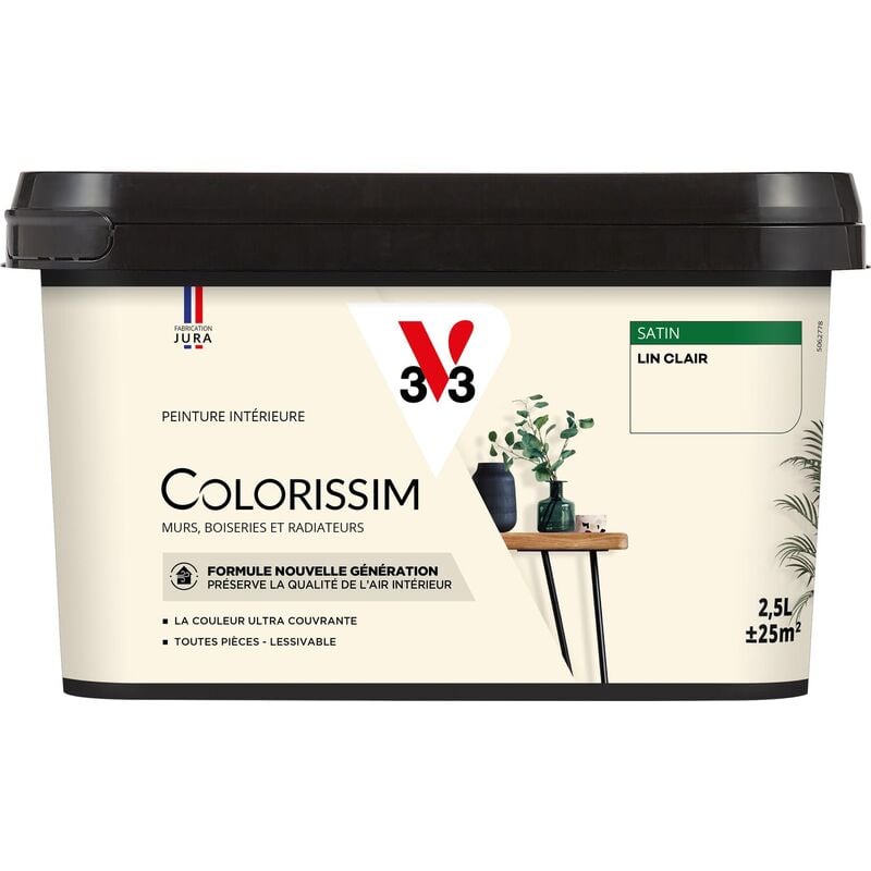 Peinture murale intérieure Colorissim® V33 Lin clair Satin 2,5L