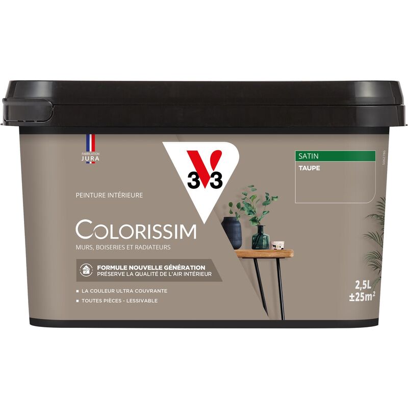 Peinture murale intérieure Colorissim® V33 Taupe Satin 2,5L