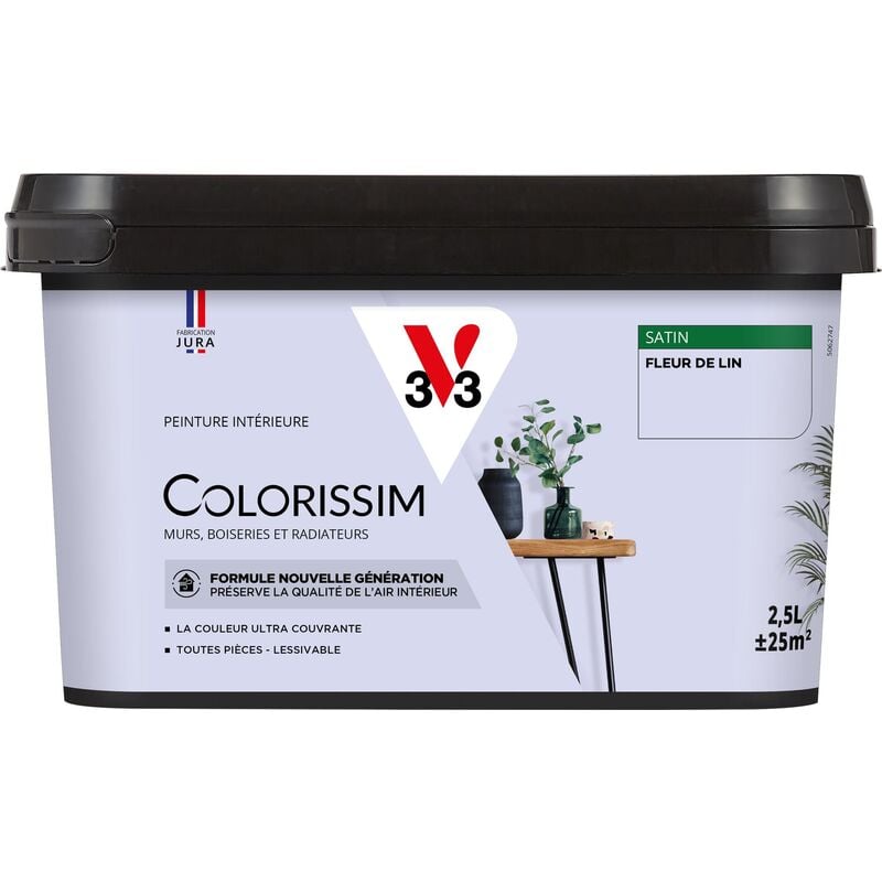 Peinture murale intérieure Colorissim® V33 Fleur de lin Satin 2,5L
