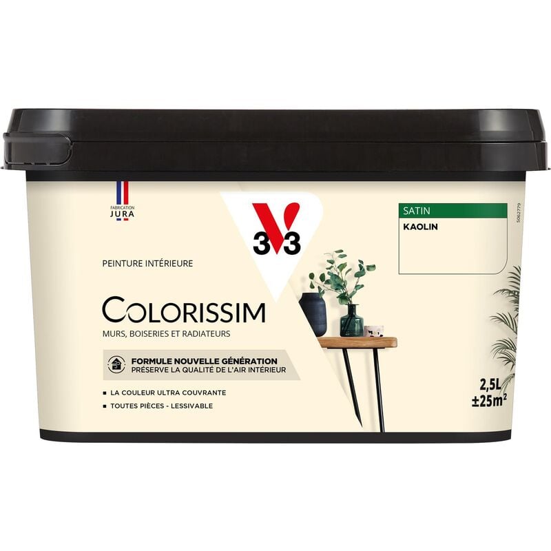Peinture murale intérieure Colorissim® V33 Kaolin Satin 2,5L