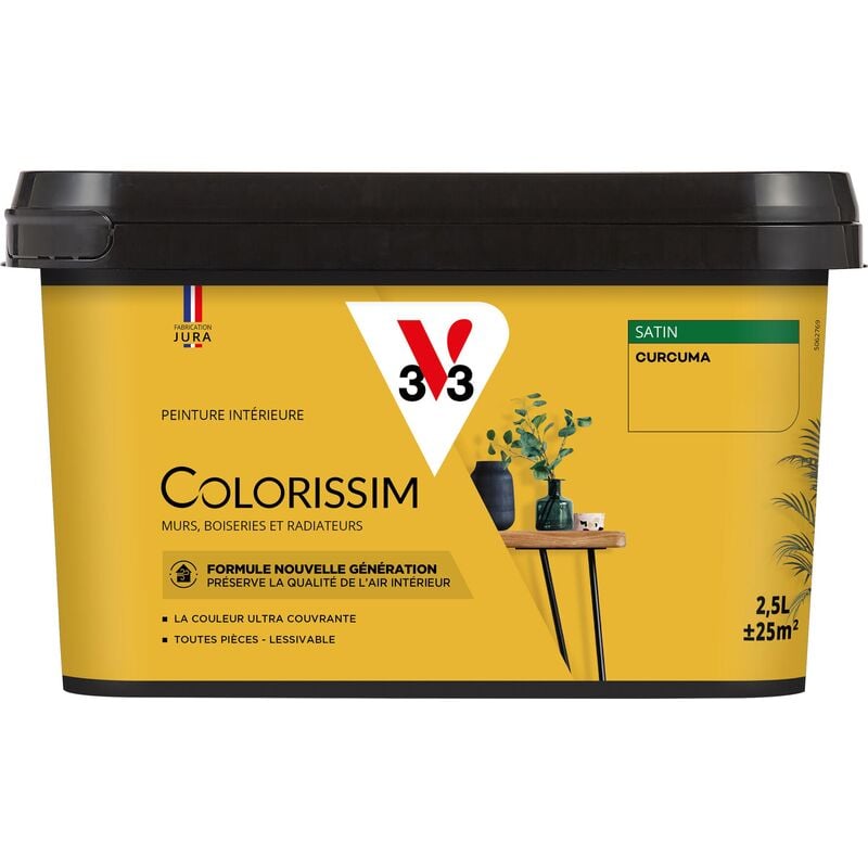 Peinture murale intérieure Colorissim® V33 Curcuma Satin 2,5L