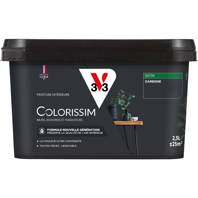 Peinture murale intérieure Colorissim® V33 Carbone Satin 2,5L