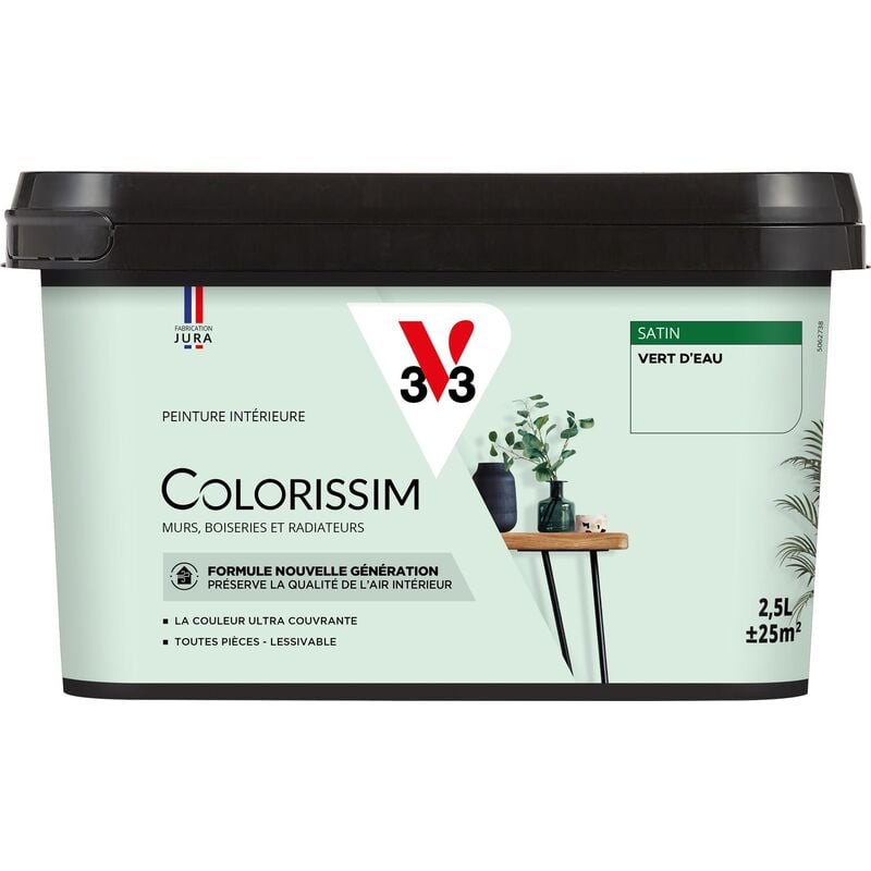 Peinture murale intérieure Colorissim® V33 Vert d'eau Satin 2,5L