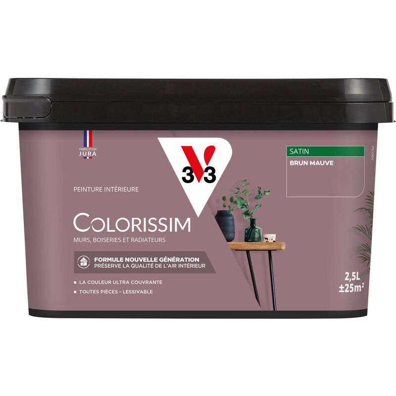 Peinture murale intérieure Colorissim® V33 Brun mauve Satin 2,5L