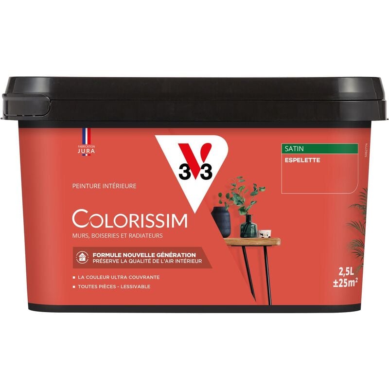 Peinture murale intérieure Colorissim® V33 Espelette Satin 2,5L