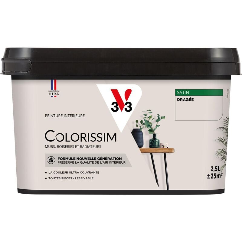 Peinture murale intérieure Colorissim® V33 Dragée Satin 2,5L