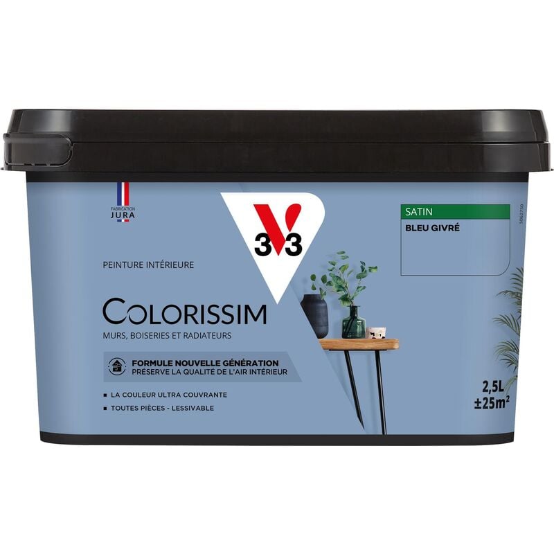 Peinture murale intérieure Colorissim® V33 Bleu givré Satin 2,5L