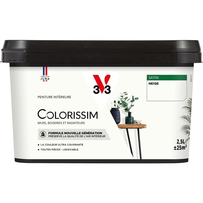 Peinture murale intérieure Colorissim® V33 Neige Satin 2,5L