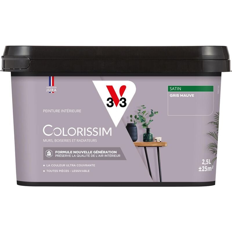 Peinture murale intérieure Colorissim® V33 Gris mauve Satin 2,5L