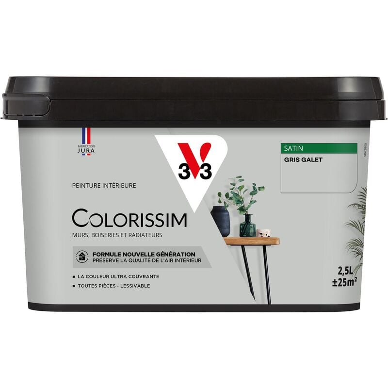 Peinture murale intérieure Colorissim® V33 Gris galet Satin 2,5L