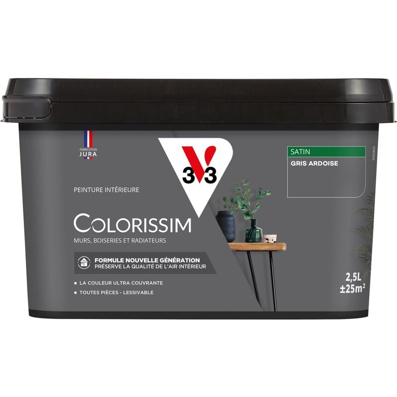 Peinture murale intérieure Colorissim® V33 Gris ardoise Satin 2,5L