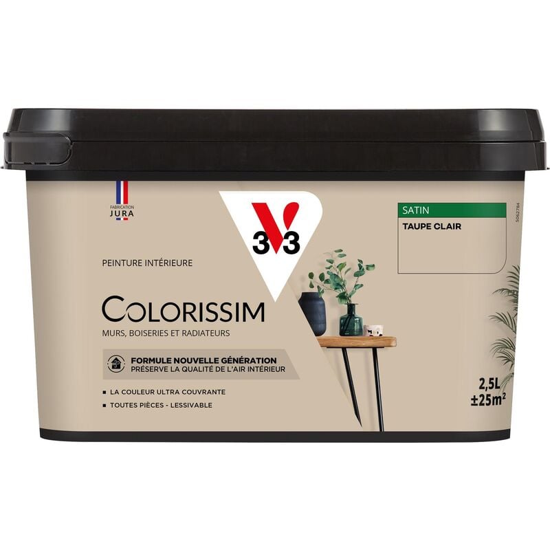 Peinture murale intérieure Colorissim® V33 Taupe clair Satin 2,5L