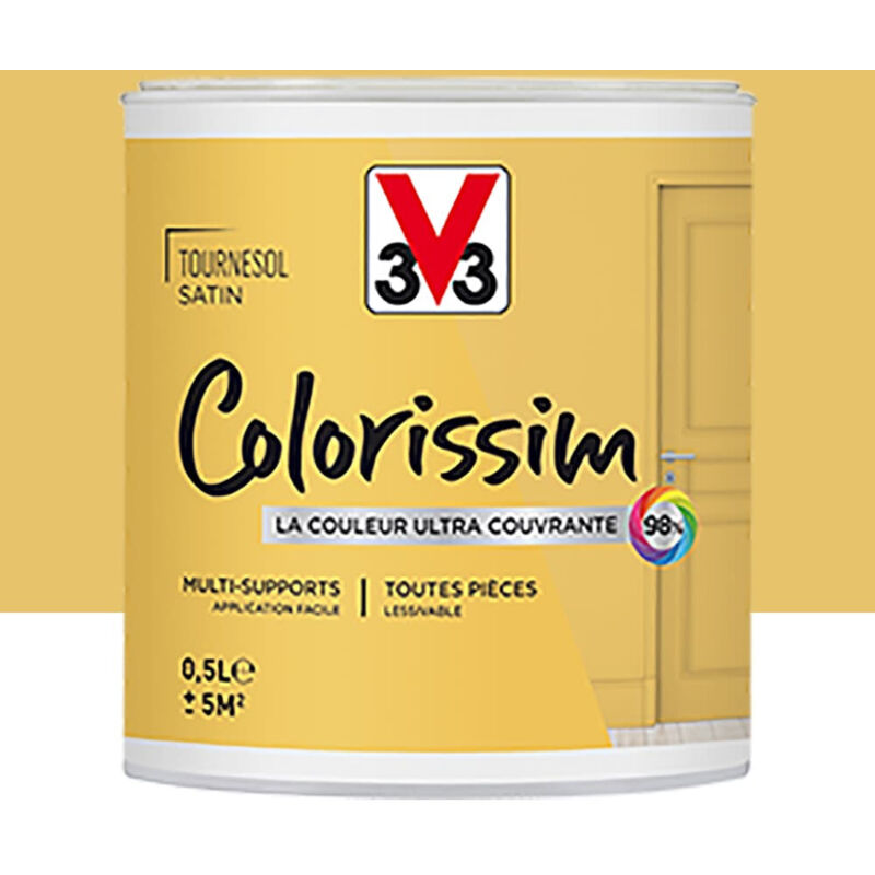 Peinture Multi-supports V33 Colorissim Satin Tournesol 0,5 l