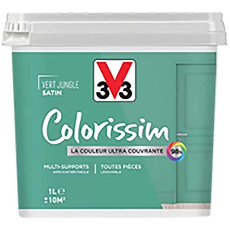 Peinture Multi-supports V33 Colorissim Satin Vert jungle 1 l