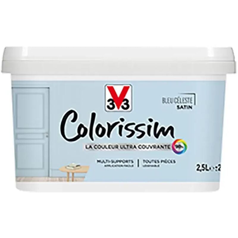 Peinture Multi-supports V33 Colorissim Satin Bleu céleste 2,5 l