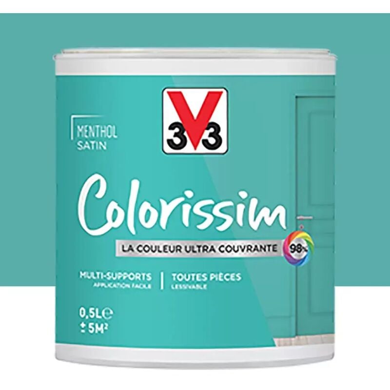 Peinture Multi-supports V33 Colorissim Satin Menthol 0,5 l